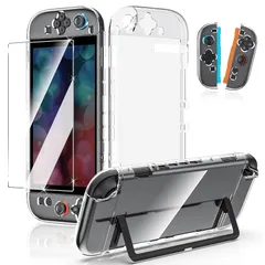 Switch 2 ガラスフィルム+ Switch 2 クリアケース Amzstar Switch 2 保護キット [硬度9H] 撥油性 飛散防止処理 Switch 2 保護カバー PC+TPU材質 改良版 ドック対応 着脱簡単 黄ばみなし 耐衝撃薄型カバー 1