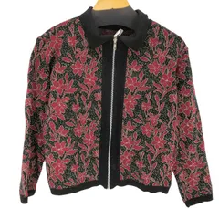 アニエスベー agnes b. PARIS フランス製 ウール100% 総柄ジップアップカーディガン レディース JPN：2 