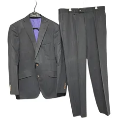 Z1609PERSON'S FOR MEN パーソンズ メンズ ビジネス スーツ AB-6 ブラック 黒 ストライプ セットアップ