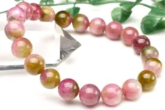 【１点物】高品質◇マルチカラー ウォーターメロントルマリン　9mm　ブレスレット パワーストーン 天然石 _U7980