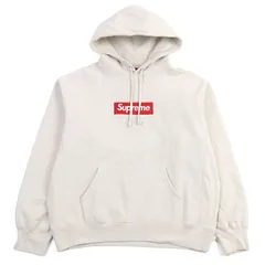 美品○Supreme シュプリーム 24AW Box Logo Hooded Sweatshirt コットン ボックスロゴ 2024刺繍 裏起毛 パーカー アイボリー S カナダ製 正規品 メンズ