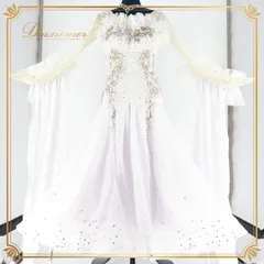 週末まで値下げ中♡タカダンス社交ダンス スタンダードドレス ホワイト MLサイズ スタンダードドレス WS0715D ホワイト/ブラック S 社交ダンス モダン