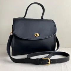 Vintage Coach Manor Bag in Black Leather Top Handle Shoulder Bag