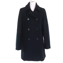 美品△MACKINTOSH LONDON マッキントッシュ ロンドン ロゴボタン ダブルブレスト ウールコート ミディアム丈 ネイビー 40 正規品 レディース