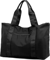 Silver & Style 旅行バッグ ナイロン 大容量 軽量 キャリーオン 折り畳み トラベル 肩掛け (黒 ブラック,  Large)