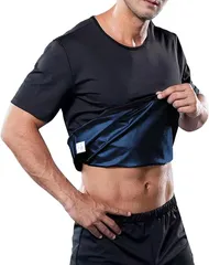 Silver & Style トレーニングウェア 発汗 tシャツ 半袖 インナー サウナスーツ ジム (ネイビー,  L-XL)