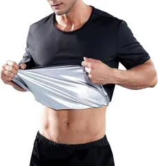 Silver & Style トレーニングウェア 発汗 tシャツ 半袖 インナー サウナスーツ ジム (シルバー,  L-XL)