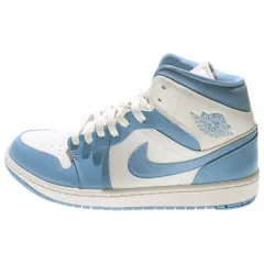NIKE (ナイキ) WMNS AIR JORDAN 1 MID UNIVERSITY BLUE ウィメンズ エアジョーダン1 ユニバーシティブルー ミッドカットスニーカー ホワイト/ブルー US11.5/28.5cm BQ6472-141