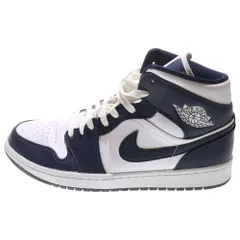 NIKE (ナイキ) AIR JORDAN 1 MID WHITE NAVY YELLOW エアジョーダン1 ミッドカットスニーカー マルチ US10/28cm 554724-131