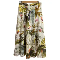 新品同様 24SS Diagram ダイアグラム グレースコンチネンタル リゾートリーフプリントスカート 0324221154 サイズ38 ホワイト レディース 古着 中古 USED