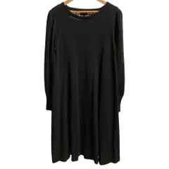 新品同様 BLUE LABEL CRESTBRIDGE ブルーレーベルクレストブリッジ バックチェック 長袖 ひざ丈 ニットワンピース サイズ38 ブラック レディース 古着 中古 USED