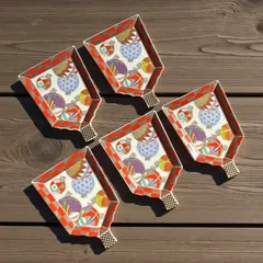 希少 庫山窯 美濃焼 陶磁器 銘々小皿揃 金彩装飾 銀杏葉 5枚 希少 庫山窯 美濃焼 陶磁器 銘々小皿揃 金彩装飾 銀杏葉 5枚