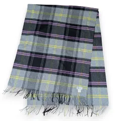美品 Johnstons of Elgin ジョンストンズオブエルガン カシミヤ チェック 大判 マフラー グレー ブラック メンズ レディース 古着 中古 USEDのサムネイル