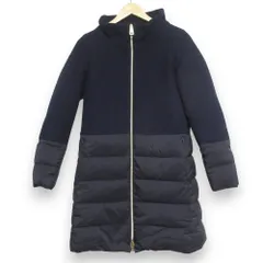 良品 HERNO ヘルノ ウール ナイロン 切替 ダウンコート サイズ38 ネイビー レディース 古着 中古 USED