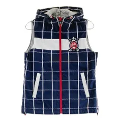 サイズ：S TOMMY HILFIGER GOLF トミー ヒルフィガーゴルフ  フード付き 中綿ジップベスト チェック柄 ネイビー系 [240101398595] ゴルフウェア レディース ストスト