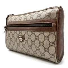【良品】 GUCCI グッチ ハンドバッグ  クラッチバッグ ポーチ PVC レザー 革 GG柄 ベージュ 肌色 ブラウン ユニセックス 男女兼用 メンズ レディース