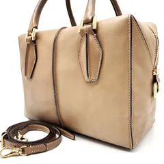 【良品】 TOD'S トッズ ハンドバッグ  トートバッグ ショルダーバッグ 2way Dキューブ レザー 革 ベージュ ゴールド金具 ユニセックス 男女兼用 メンズ レディース