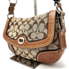 ✨良品✨ Coach Vintage y2k Signature Medium Soho Flap Shoulder bag Brown Tan コーチ ショルダーバッグ ハンドバッグ アクセサリーポーチ キャンバス シグネチャー ベルト ブラウン 茶