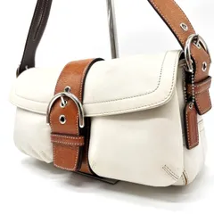 美品✨ COACH Y2K soho belt signature canvas leather beige white shoulder bag unisex コーチ ハンドバッグ ショルダーバッグ