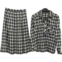 Z1608Leilian レリアン スカートスーツ ジャケット ウール 7 日本製  チェック モノトーン ブラック 黒