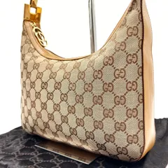✨良品✨ GUCCI グッチ GG柄 キャンバス ハンドバッグ ワンショルダーバッグ レディース ヴィンテージ ゴールド金具 レザー