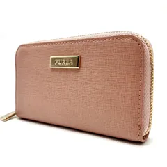 【良品】FURLA  フルラ サフィアーノレザー 長財布 ピンク 小銭入れ ケース レザー レディース ゴールドプレート