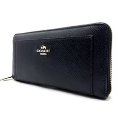 ✨良品✨ COACH 長財布 ゴールド金具 ロングウォレット ラウンドファスナー レザー 革 ユニセックス 男女兼用 メンズ レディース ブラック 黒 小銭 コインケース カード