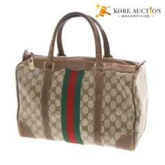 ■ GUCCI グッチ オールド シェリーライン GGスプリーム ミニボストンバッグ ハンドバッグ 鞄 メンズ ブラウン系 ベージュ系