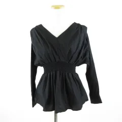 アズールバイマウジー AZUL by moussy カットソー Vネック 長袖 黒 S *A775