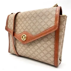 【良品】 CELINE セリーヌ ショルダーバッグ トートバッグ ワンショルダーバッグ トリオンフ マカダム柄 総柄 ブラウン 茶色 ベージュ 肌色 PVC レザー 革 ゴールド金具 ユニセックス 男女兼用 メンズ レディース