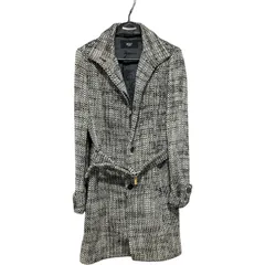 Z1608VICKY COUTURE　ビッキー　サイズ2 レディースロングジャケット　ロングコートロゴボタン グレー ツイード