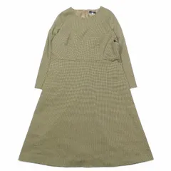 キース KEITH 千鳥柄 ワンピース 長袖 フレアスカート ハーフ 膝丈 Aライン 44 ベージュ/2YBA11 レディース