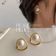 オーバルフレーム パールピアス 1粒 ゴールド 高級感 カジュアル フォーマル 入学式　卒業式　入園式　卒園式