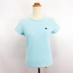 バーバリーブルーレーベル BURBERRY BLUE LABEL Tシャツ カットソー 半袖 クルーネック ロゴ コットン M ライトブルー ※EKM
