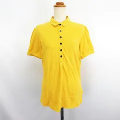 バーバリー ロンドン BURBERRY LONDON ポロシャツ 半袖 パフスリーブ ロゴ ストレッチ 2 イエロー ※EKM