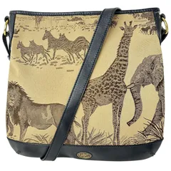 【HUNTING WORLD】ハンティングワールド ショルダーバッグ キャンバス ブラウン系 ブラック メンズ レディース ユニセックス 【中古】 USED-AB 【9356】