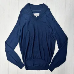 (b) 美品 Maison Martin Margiela  セーター M ウール ネイビー S30HA0667 ハイゲージ Vネック メゾンマルタンマルジェラのサムネイル