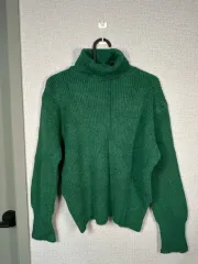 新品) 緑 グリーン ニット タートルネック
