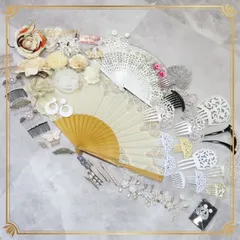 フラメンコ 小物 小道具 アバニコ ペイネタ ピアス イヤリング フローレス ヘアピン 扇子 花 薔薇 ホワイト系 白 アクセサリー まとめ売り セット 小物セット イベント用 舞台用 ダンス用 白系 コスチューム 豪華 ヘアピン 花飾り おしゃれ お得セット