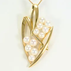 K18YG　ネックレス　necklace　ブローチ　brooch　アコヤ真珠　カード鑑別書　総重量約17.2g　約39cm