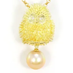 K18YG　ネックレス　necklace　ブローチ　brooch　南洋真珠　ダイヤ　0.04　カード鑑別書　総重量約20.5g　約45cm