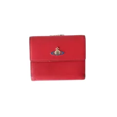 ヴィヴィアンウエストウッド 三つ折り 財布 がま口 レザー イタリア製 赤 （w-2521004）