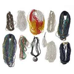 マルチストランド ビーズネックレス 10本セット まとめ売り カラフル エスニック ボヘミアン ハンドメイド風【送料無料】【中古】25201110