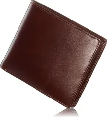 LEAGOO 財布 メンズ 2つ折り 妖美なイタリアンレザーの財布 本革 二つ折り 薄型 コンパクト 大容量 カード入れ ギフトBOX入り (ダークブラウン)