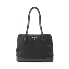 プラダ PRADA トートバッグ ブラック ナイロン レザー トライアングルロゴ ショルダーバッグ レディース Used B
