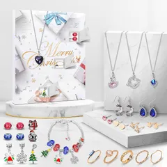 【新品】 ジュエリー アドベントカレンダー 2024 女性用 クリスマス カウントダウンカレンダー 24日 チャーム付き ブレスレット ネックレス リング イヤリング クリスマス サプライズ ギフト 0のサムネイル