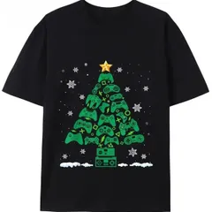 【送料無料】ジュニア キッズ 鮮やかなゲーム機 クリスマスツリー プリント Tシャツ 熱転写3DプリントTシャツ  パロディ 子供服 男の子 女の子 小学生 中学生  半袖 トップス スポーツ キャンプ 夏服 コットン100%
