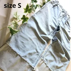 S【 超美品 | Heather / ヘザー 】ワイド デニム 折り返し ジーンズ ジーパン ライトブルー 薄手 春夏 T653_2212E1482