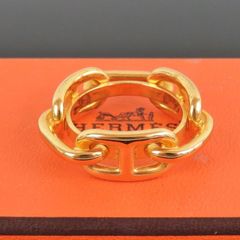 美品 HERMES スカーフリング ゴールド シェーヌダンクル 箱付属あり