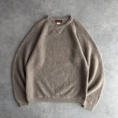 80s〜90s/ウールニット/ペルー製/アルパカウール/前Vガゼット/フリーダムスリーブ/プルオーバー/クルーネック/M/jmaple